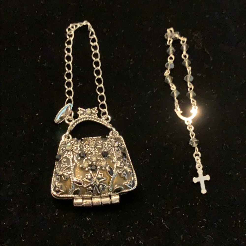 Mini handmade rosary with mini purse holder